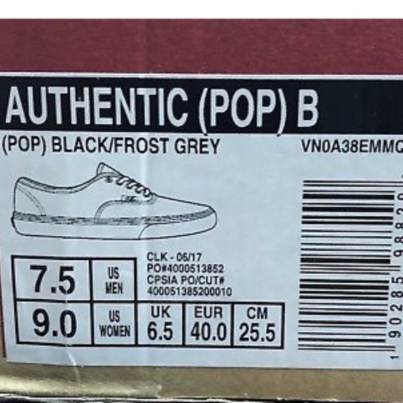 Vans Authentic Pop Black Frost Grey Shoes - Picture 5 of 5